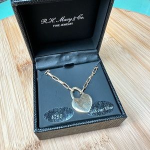 Heart Padlock Paperclip link 18” necklace